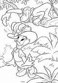 coloring picture of Daisy with a monkey in the jungle