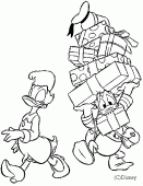 coloring picture of Donald carries Daisy s presents