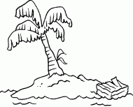 coloring picture of a case in wood fail on a little island