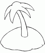 coloring picture of a single palm tree on a deserted island