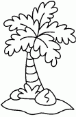 coloring picture of deserted island with a coconut tree