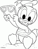 coloring picture of Baby Donald Duck at the beach
