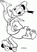 coloring picture of donald do roller skating