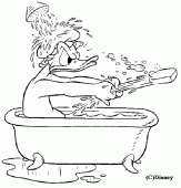 coloring picture of donald in his bath