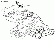 coloring picture of donald mow the lawn