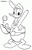 coloring picture of donald plays base ball