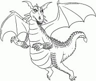 coloring picture of dragon which flies in the sky