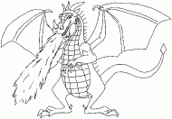 coloring picture of dragon which spits of fire