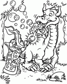 coloring picture of magician transforms into the dragon s fire bubble