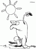 coloring picture of Eeyore and sun