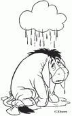 coloring picture of Eeyore in the rain