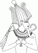 coloring picture of Pharaoh with a headdress and a false bear