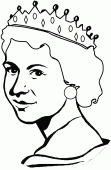 coloring picture of Queen Elizabeth II with her crown