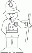 coloring picture of an English police officer with his uniform and its helmet
