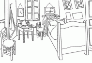 coloring picture of Bedroom in Arles Van Gogh