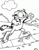 coloring picture of Garfield do roller skate