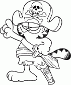 coloring picture of Garfield is a pirate