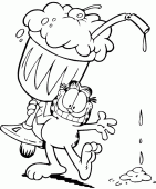coloring picture of Garfield with giant glass