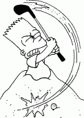 coloring picture of Bart is playing golf