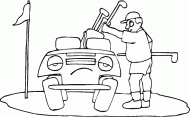 coloring picture of golf car on green