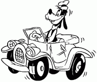 coloring picture of Goofy is driving his car