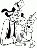 coloring picture of Goofy is eating an ice cream