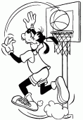 coloring picture of Goofy plays Basketball