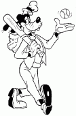 coloring picture of Goofy plays baseball