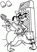 coloring picture of The musician Goofy is a guitarist