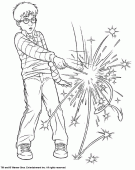 coloring picture of Harry uses his wand