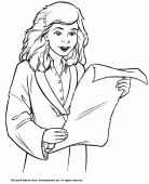 coloring picture of Hermione Granger read a paper