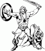 coloring picture of He Man and the mighty Battle Cat