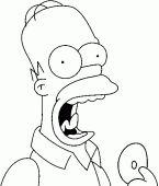 coloring picture of Homer Simpson eats a donut