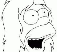 coloring picture of Homer Simpson with long hair