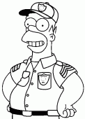 coloring picture of Homer is a policeman