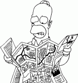 coloring picture of Homer is reading a map