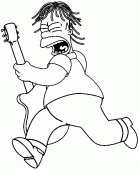 coloring picture of Homer with a guitar