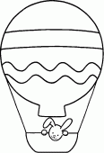 coloring picture of rabbit in a montgolfier