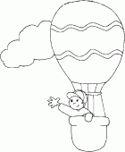 coloring picture of say hello from a hot air balloon