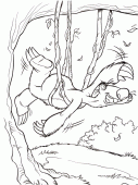 coloring picture of Sid try to swim