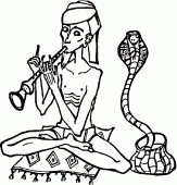 coloring picture of Snake charming is hypnotising a cobra