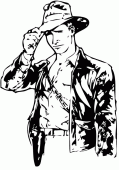 coloring picture of Indiana Jones with his hat