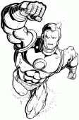 coloring picture of Iron man is flying