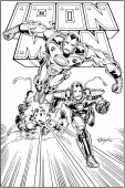 coloring picture of explosion with Iron Man