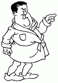 coloring picture of Hardy with a dressing gown