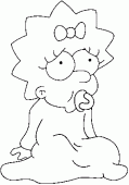 coloring picture of Maggie Simpson is sad