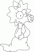 coloring picture of Maggie Simpson is sucking on her pacifier