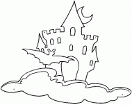 coloring picture of manor haunted by the bats
