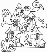coloring picture of manor haunted by the ghosts
