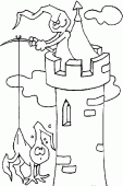 coloring picture of tower with ghosts